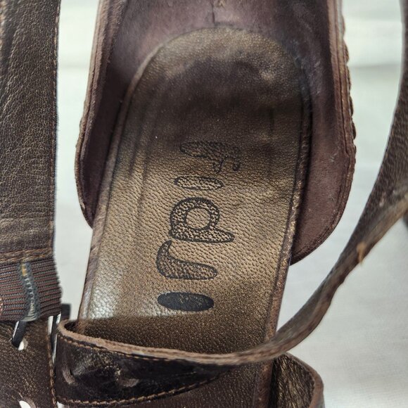 Fidji Womens Metallic Brown Leather Point Toe Heels Cross Straps Size 37.5 - Picture 6 of 10